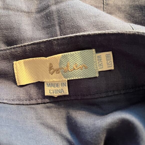 Boden Blue Linen Skirt with Pink and White Stripes on Hemline Size US 10R UK 14R - Picture 7 of 8